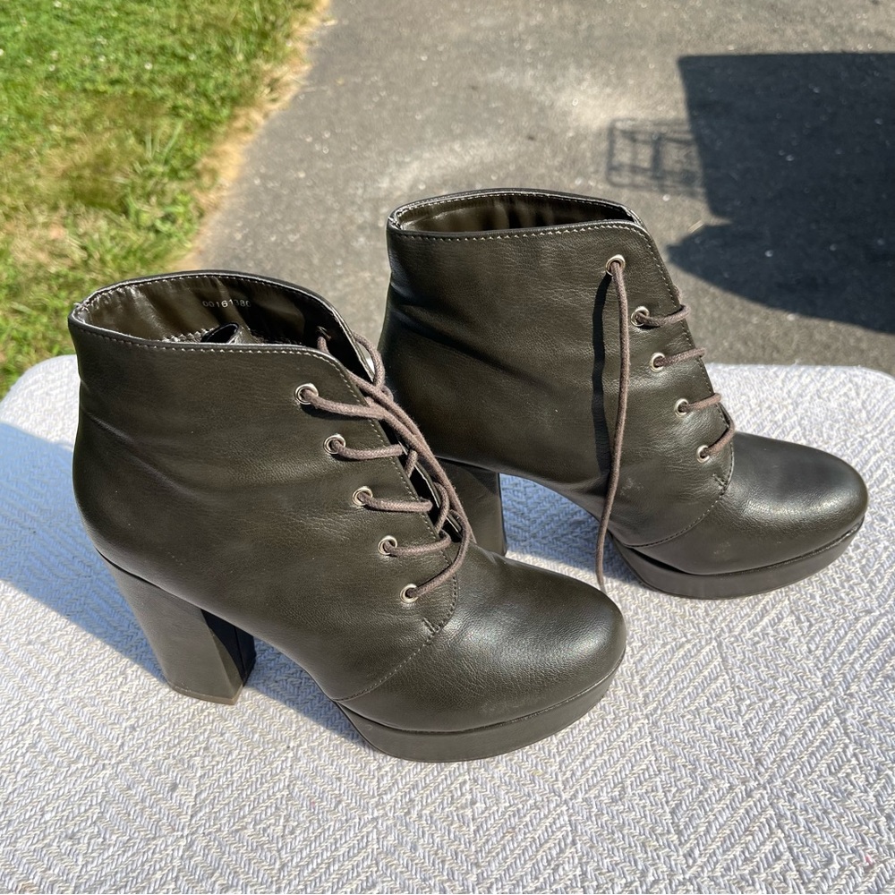 Forest Green Heeled Booties